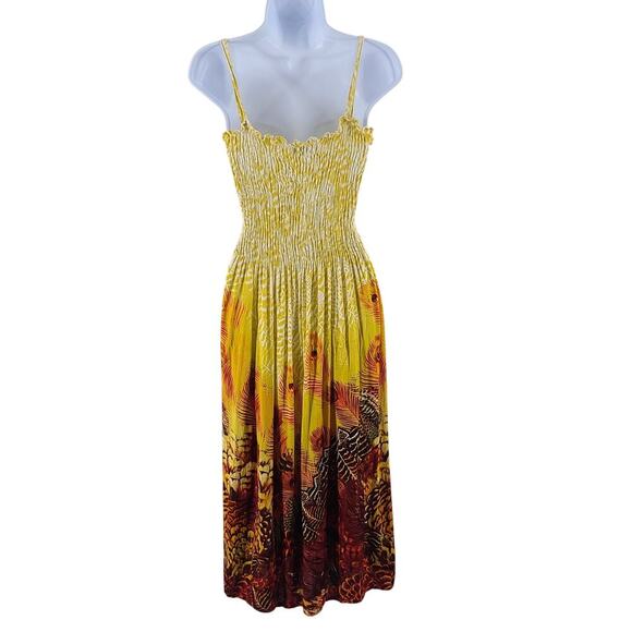 Just Love women's sundress yellow Size 1X smocked Fairy Dopamine funky hippie - Picture 2 of 10